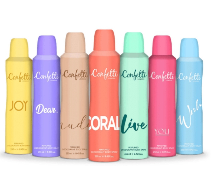 Confetti body sprays